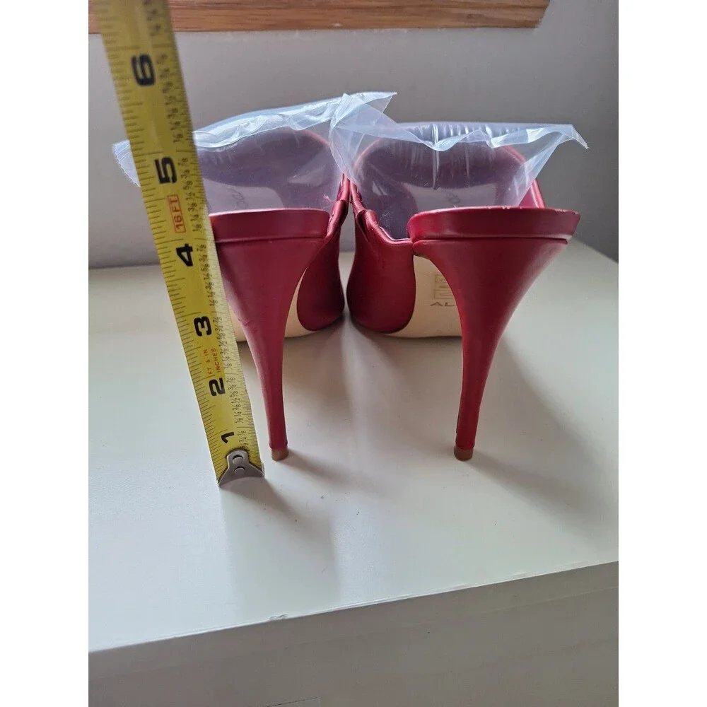ALDO Red Leather Pointed Toe Mule Pumps Slip On Stiletto Heels US 10